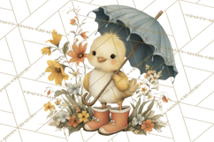Vintage Spring Chicks Clipart, Cute Baby Chick Gardening Product Image 4