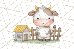 Farm Clipart, Woodland Farm Animals, Cows Pigs Chickens Png Product Image 3