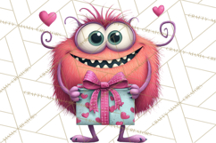 Valentine Monster Clipart PNG, Cute Valentine Monsters, Kids Product Image 3