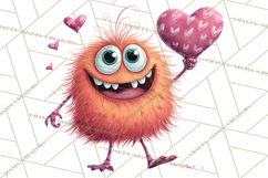 Valentine Monster Clipart PNG, Cute Valentine Monsters, Kids Product Image 5