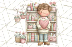 Valentine Bookstore Clipart PNG Cute Library Romance Product Image 5