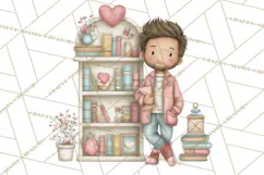 Valentine Bookstore Clipart PNG Cute Library Romance Product Image 2