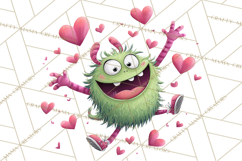 Valentine Monster Clipart PNG, Cute Valentine Monsters, Kids Product Image 3