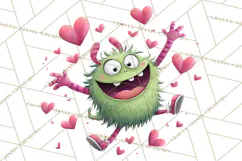 Valentine Monster Clipart PNG, Cute Valentine Monsters, Kids Product Image 3