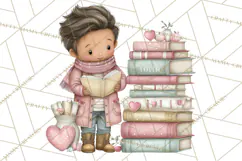 Valentine Bookstore Clipart PNG Cute Library Romance Product Image 4
