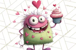 Valentine Monster Clipart PNG, Cute Valentine Monsters, Kids Product Image 5