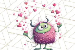 Valentine Monster Clipart PNG, Cute Valentine Monsters, Kids Product Image 3