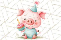 Farm Birthday Clipart PNG, Watercolor Farm Animals Birthday Product Image 3