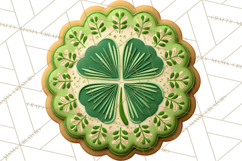 St Patrick’s Day Cookies Clipart, Shamrock Cookie PNG Product Image 4