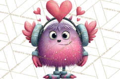 Valentine Monster Clipart PNG, Cute Valentine Monsters, Kids Product Image 4