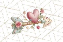 Rustic Valentine Decor Clipart, Burlap Heart PNG Product Image 5
