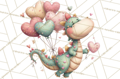 Valentine Dinosaur Clipart PNG, Cute Valentine Dinosaurs Product Image 5
