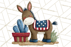 Patriotic Western Clipart, Whimsical Red White Blue Desert Product Image 5