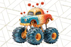 Monster Truck Birthday Party Clipart, Racing Celebration Png Product Image 5