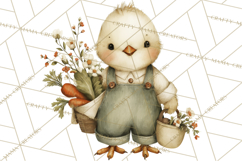 Vintage Spring Chicks Clipart, Cute Baby Chick Gardening Product Image 5