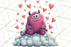 Valentine Monster Clipart PNG, Cute Valentine Monsters, Kids Product Image 5