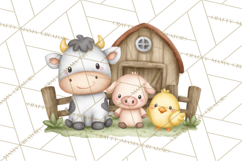 Farm Clipart, Woodland Farm Animals, Cows Pigs Chickens Png Product Image 5