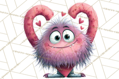 Valentine Monster Clipart PNG, Cute Valentine Monsters, Kids Product Image 2