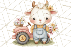 Farm Clipart, Woodland Farm Animals, Cows Pigs Chickens Png Product Image 2