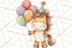 Farm Birthday Clipart PNG, Watercolor Farm Animals Birthday Product Image 3
