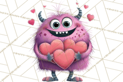 Valentine Monster Clipart PNG, Cute Valentine Monsters, Kids Product Image 3