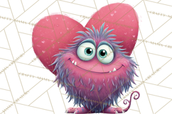 Valentine Monster Clipart PNG, Cute Valentine Monsters, Kids Product Image 4