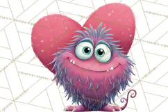 Valentine Monster Clipart PNG, Cute Valentine Monsters, Kids Product Image 4