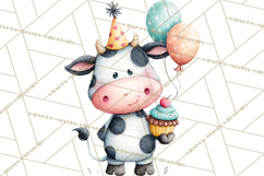 Farm Birthday Clipart PNG, Watercolor Farm Animals Birthday Product Image 4