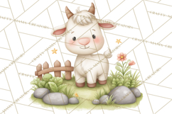 Farm Clipart, Woodland Farm Animals, Cows Pigs Chickens Png Product Image 5