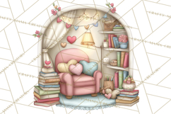 Valentine Bookstore Clipart PNG Cute Library Romance Product Image 2