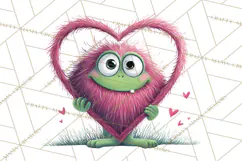 Valentine Monster Clipart PNG, Cute Valentine Monsters, Kids Product Image 3