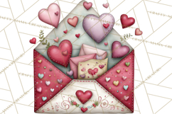 Valentine Clipart PNG, Love Notes Doodles, Envelopes Hearts Product Image 3