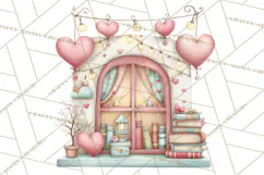 Valentine Bookstore Clipart PNG Cute Library Romance Product Image 4
