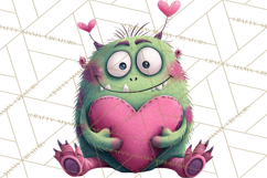 Valentine Monster Clipart PNG, Cute Valentine Monsters, Kids Product Image 4