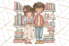 Valentine Bookstore Clipart PNG Cute Library Romance Product Image 5