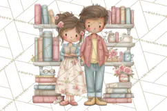 Valentine Bookstore Clipart PNG Cute Library Romance Product Image 5