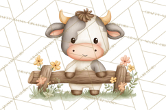 Farm Clipart, Woodland Farm Animals, Cows Pigs Chickens Png Product Image 5