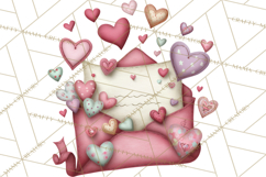 Valentine Clipart PNG, Love Notes Doodles, Envelopes Hearts Product Image 2