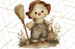 Vintage Spring Chicks Clipart, Cute Baby Chick Gardening Product Image 2