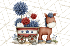 Patriotic Western Clipart, Whimsical Red White Blue Desert Product Image 2