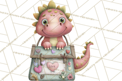 Valentine Dinosaur Clipart PNG, Cute Valentine Dinosaurs Product Image 2