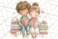 Valentine Bookstore Clipart PNG Cute Library Romance Product Image 3