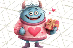 Valentine Monster Clipart PNG, Cute Valentine Monsters, Kids Product Image 4