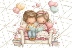 Valentine Bookstore Clipart PNG Cute Library Romance Product Image 2