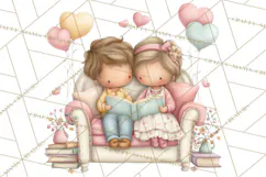 Valentine Bookstore Clipart PNG Cute Library Romance Product Image 2