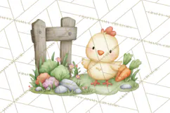 Farm Clipart, Woodland Farm Animals, Cows Pigs Chickens Png Product Image 2