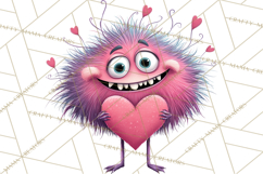 Valentine Monster Clipart PNG, Cute Valentine Monsters, Kids Product Image 4