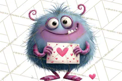 Valentine Monster Clipart PNG, Cute Valentine Monsters, Kids Product Image 5
