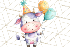 Farm Birthday Clipart PNG, Watercolor Farm Animals Birthday Product Image 2