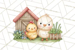 Farm Clipart, Woodland Farm Animals, Cows Pigs Chickens Png Product Image 3